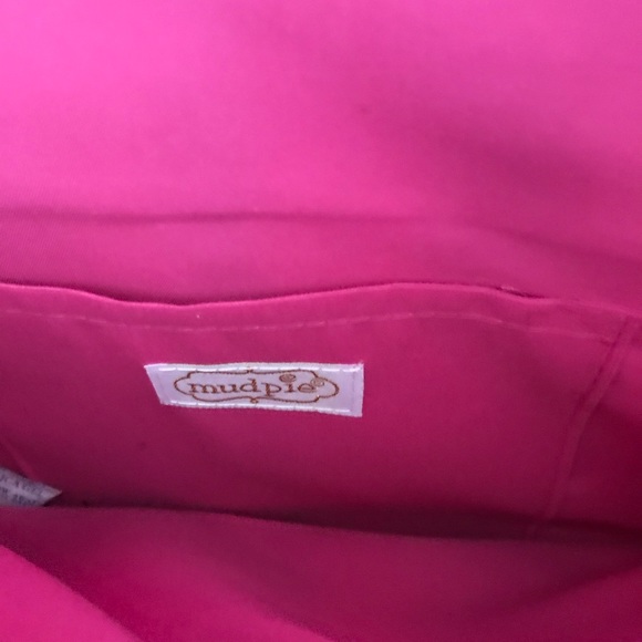 Stripe Straw envelope clutch in Pink/ Navy - Picture 5 of 8